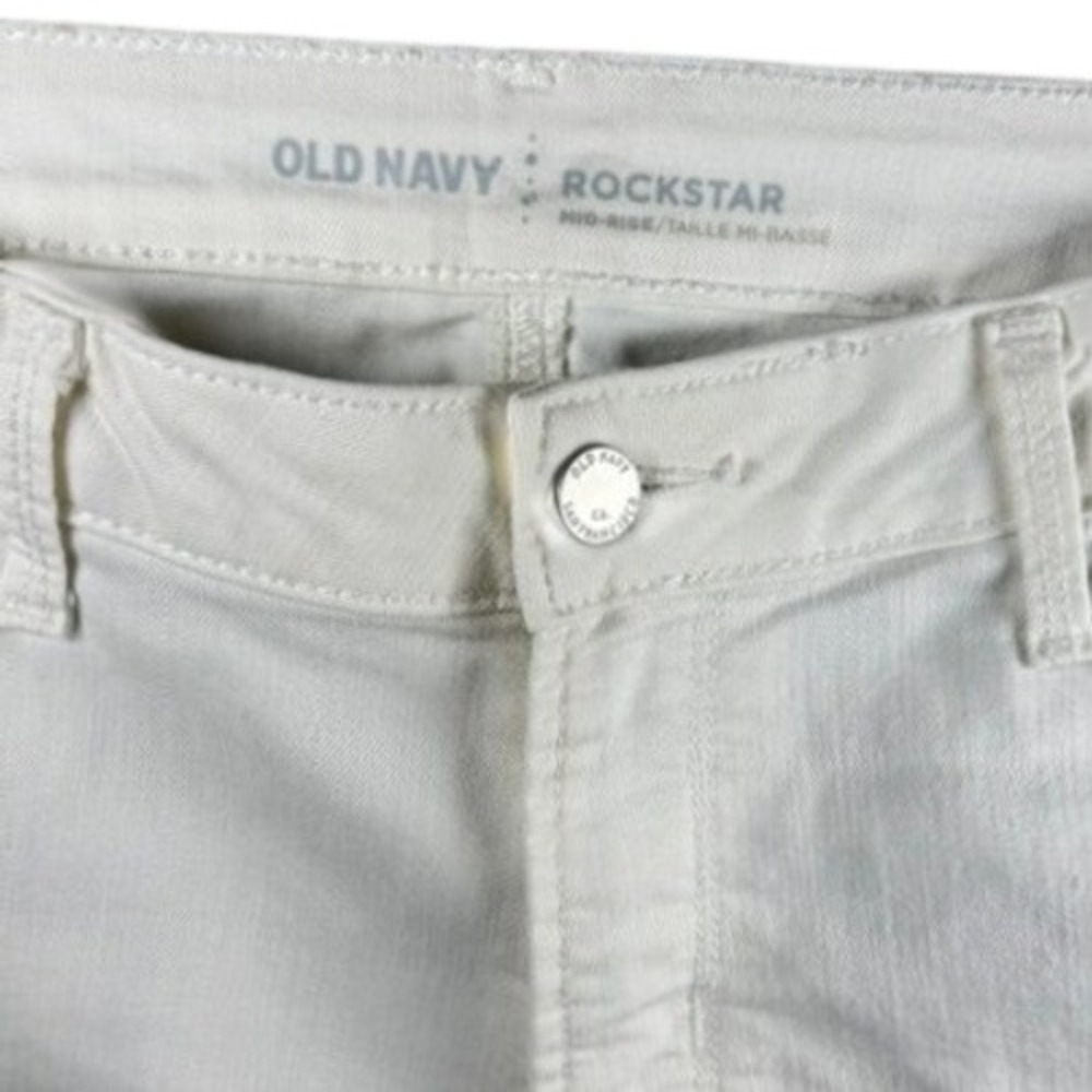Old Navy Rockstar Skinny Jeans Women 10 Long White Mid-Rise Stretch Denim - Picture 3 of 8